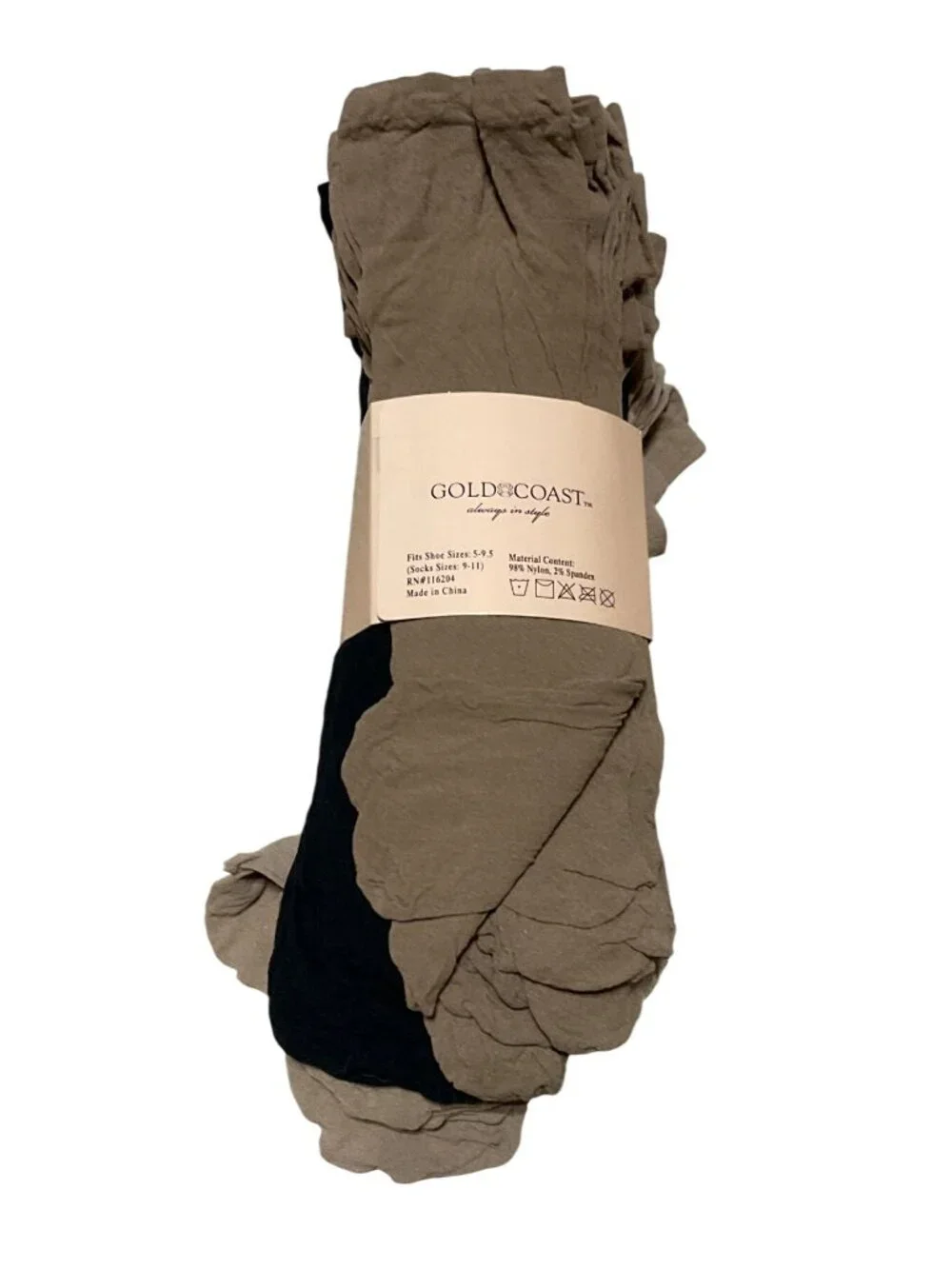 Vtg NWT Gold Coast Hosiery Knee Highs 24 Pairs Nude Beige Black Nylon Blend